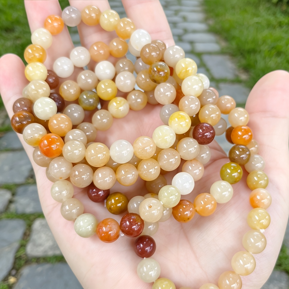 Natural Colored Stone Bead Elastic Bracelet, Versatile Gift